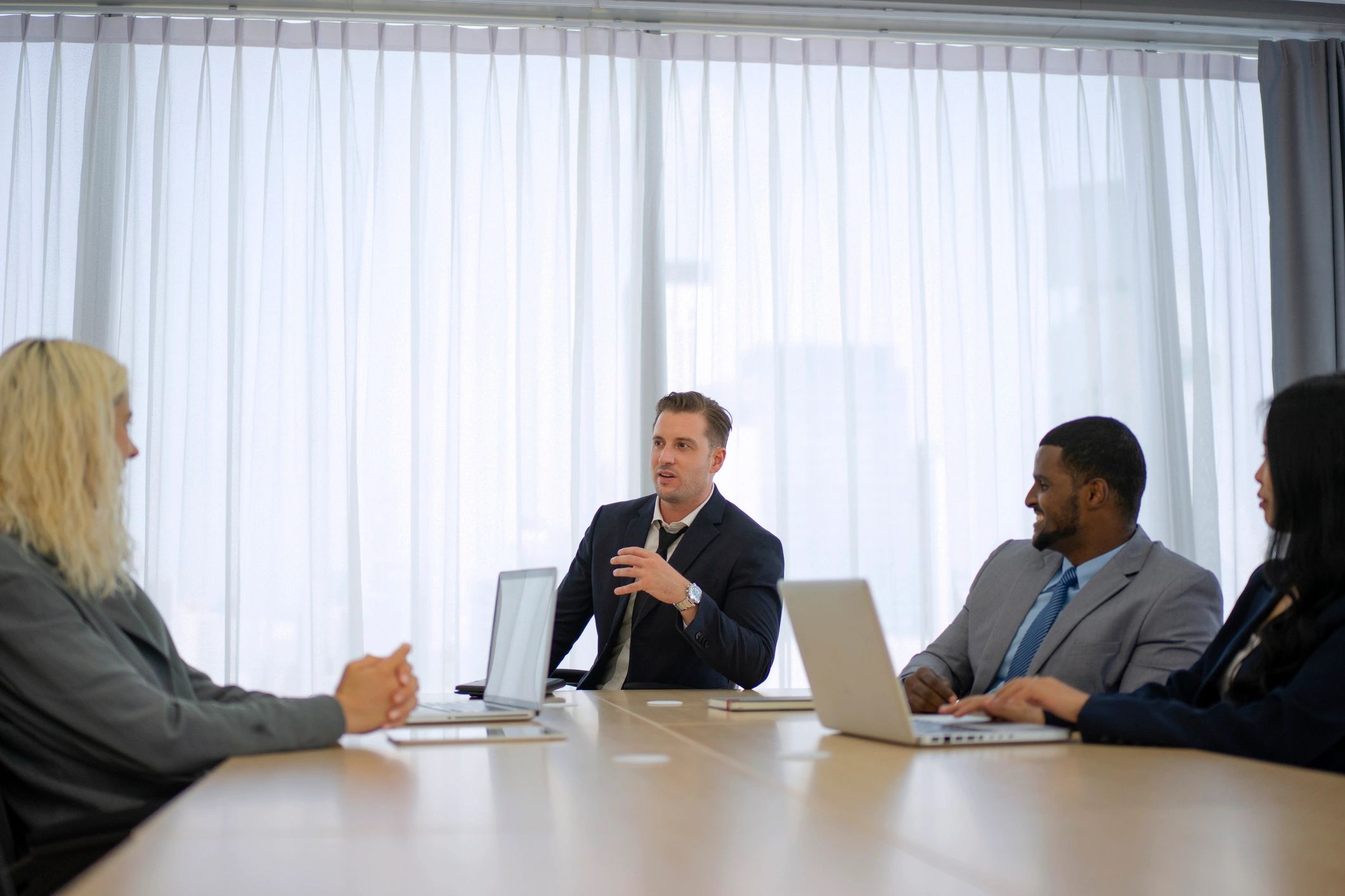 Professional logistics planning meeting in a conference room
